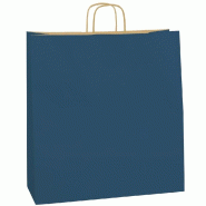 Sac kraft bleu poignées torsadées 46+16X49cm - par 50