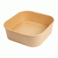 Saladier carré carton kraft 1000 ml 16,7x16,7x5,5cm naturel - par 300