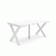 SKRAUT HOME Table console extensible, 160, Pour 8 personnes, Pieds bois massif, Blanc - blanc Bois manufacturé 201_25