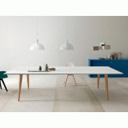 Table de réunion Elvira Wood - plateau en bois mélaminé et pieds en frêne massif
