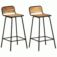 VidaXL Chaises De Bar Lot De 2 Bois De Manguier Solide - 321953