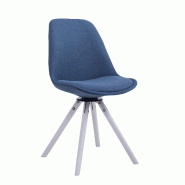 CLP Chaise de salle à manger Troyes Pivotante Tissu Pieds Rond Bleu - 151855810