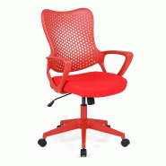 COSTWAY Chaise Bureau Ergonomique, Dossier en Mesh Respirant, Pivotante Réglable en Hauteur avec Bascule - rouge métal ON33224DQ