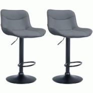 Décoshop26 - Lot de 2 tabourets de bar x1 avec coutures décoratives en PVC gris pied en trompette métal noir 10_0004454 - gris 3000252112466 Décoshop26 - Lot de 2 tabourets de bar x1 avec coutures décoratives en PVC gris pied en trompette métal noir 10_0004454 - gris 3000252112466
