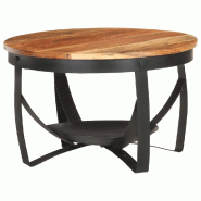 Décoshop26 - Table basse style industriel Ø68 x 43 cm bois d'acacia solide et fer DEC040233 - Bois massif 3000264818677