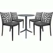 Ensemble de 4 chaises Matrix Sicignano avec table ronde Spritz noire - noir plastique polypropylène 8050054388724