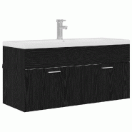 Helloshop26 - Armoire murale moderne salle de bain rangement pratique 100 x 38,5 x 46 cm en bois d'ingénierie chêne noir 02_0056323 - 3000239468791