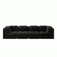 Merax Canapé modulable 4 places, Cloud Sofa Cord sans cadre, canapé lounge près du sol, avec accoudoirs larges, noir - noir multi-matériau W3325S00258