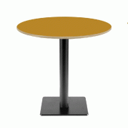 RestooTab - Table Milan T Ø70cm ocre maggese chants couleur bois - marron fonte TB-MIT-R70M-MAGG-BOI