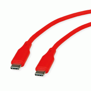 ROLINE Câble USB 2.0, C–C, M/M, silicone, 60W, rouge, 1 m_0