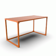 Table GILKIT structure et plateau 2mm en métal orange 120x60x65 cm