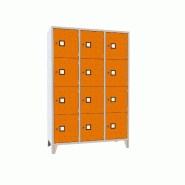 Vestiaire Roma 3 colonnes 4 cases gris / orange