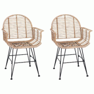 VidaXL Chaise de salle à manger 2 pcs Naturel 44 x 44 x 74 cm Modèle Rermoniax - 42011558
