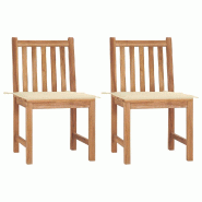 VidaXL Chaises De Jardin Lot De 2 Avec Coussins Bois De Teck Massif - beige 3062918