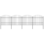 Vidaxl clôture de jardin à dessus en lance acier (1,5-1,75)x6,8 m noir 277742