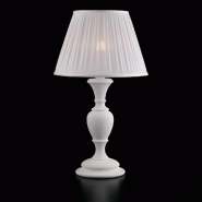 Bonetti Illumina Fiorenza Lampe Shabby en bois blanc 1 lumière avec abat-jour dm.35 H.62 d.35 BL172-LM-BCO - blanc 8050713210120