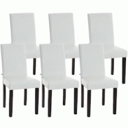 CLP Lot de 6 Chaises de salle à manger Ina similicuir avec pieds en Bois Blanc /Marron foncé - blanc polyester 181064102 CLP Lot de 6 Chaises de salle à manger Ina similicuir avec pieds en Bois Blanc /Marron foncé - blanc polyester 181064102