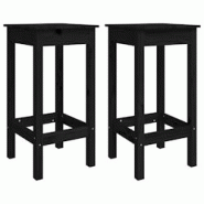 Décoshop26 - Lot de 2 tabourets de bar avec repose-pieds design simple 40 x 40 x 78 cm en bois de pin noir DEC025187 - noir 3000255117611