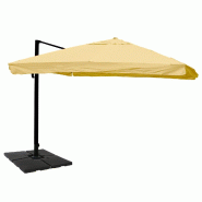 Décoshop26 - Parasol déporté 3 x 4 m Ø env. 5 m aluminium et polyester crème avec volant rotatif avec pied 04_0007987 - beige aluminium 3000262415526