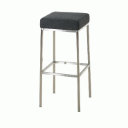 Décoshop26 - Tabouret de bar x1 avec repose-pieds assises carrées hauteur 80 cm en tissu gris et acier inoxydable 10_0005739 - gris inox 3000265189066