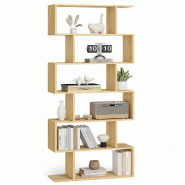 Helloshop26 - Bibliothèque contemporain étagère à 6 niveaux meuble de rangement cloison séparateur pour salon chambre bureau beige 12_0004221 - 3