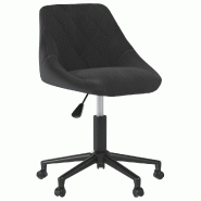 Helloshop26 - Chaise fauteuil siège pivotante de bureau informatique étude velours noir 02_0024168 - noir acier 3000214720456
