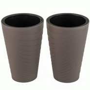 Helloshop26 - Lot de 2 pots de fleurs modernes 45 x 29,5 cm système de drainage optimal pour jardin et terrasse en PP marron 20_0012478 - 30002284755 Helloshop26 - Lot de 2 pots de fleurs modernes 45 x 29,5 cm système de drainage optimal pour jardin et terrasse en PP marron 20_0012478 - 30002284755