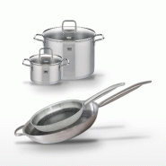 Lot 2 Poêles 28/32cm & 2 Faitouts 20/26cm Elo Relief Solution - gris 3176239959567