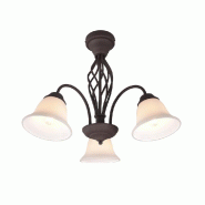 Plafonnier 3xE14, verre blanc et rouille, Ø55 cm - Trio - Rustica - beige 4017807504699