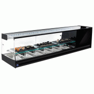 Presentoir réfrigérée pour sushi avec vitre droit et 1 étagère en verre, 6x GN 1/3 h 40 mm 1566x410x360 mm - VIRTUS - 0651637283894