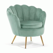 RATTATAN Fauteuil en velours d’intérieur en forme de coquillage,au design élégant,avec pieds en métal,idéal pour la chambre ou le salon–Perla