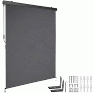 Tectake Store banne verticale ELOISE avec 2 supports muraux - 140 x 250 cm, gris foncé - 406139 - noir polyester 406139