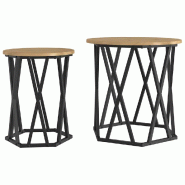 VidaXL Table basse 2 pcs Chêne artisanal Bois d'ingénierie et acier Modèle Terra Loft - 868266