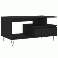 VidaXL Table basse Noir 90x49x45 cm Bois d'ingénierie Modèle Atlas Smart - 831021