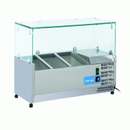 Vitrine réfrigérée inox pour condiments, 2 bacs GN1/3 + 1 bac GN1/2. Dimensions 100x39,5x44 cm. Température +2°C/+8°C. Cool Head VRX 10/38 - 1765