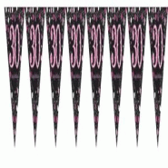 30. Anniversaire guirlande de fanions paillettes rose noir - 9900590