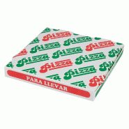 Boite pizza The Pack carton nano micro blanc,vert et rouge 24x24x3cm - par 100