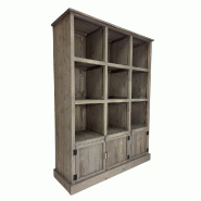 Buffet haut Héritage pin vieilli 9 cases 3 portes L119xP39xH157cm