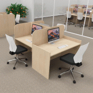 Bureau de call center version double 3 personnes avec poste pour superviseur. - 3 places, Chêne moyen