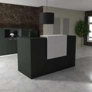 Comptoir d'accueil Delta First avec réhausse - Mobel Linea. - 164, Blanc mat, Noir_0