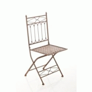 Décoshop26 - Chaise pliable de jardin terrasse balcon design rustique en fer forgé marron vieilli 10_0003594 - marron 3000251671056 Décoshop26 - Chaise pliable de jardin terrasse balcon design rustique en fer forgé marron vieilli 10_0003594 - marron 3000251671056