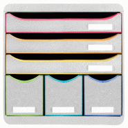 Exacompta Module STORE-BOX à l'italienne 6 tiroirs Black Office blanc/arlequin - multicolore matière synthétique 306913D