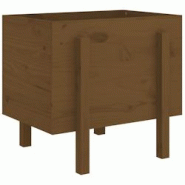 Helloshop26 - Jardinière bac lit surélevé plantes fleurs terrasse jardin 62 x 50 x 57 cm bois massif de pin marron 02_0037763 - 3000217830596
