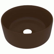 Helloshop26 - Lavabo rond de luxe vasque à poser de toilette lave-mains de salle de bain vestiaire cuisine intérieur 40 x 15 cm 02_0002759 - marron