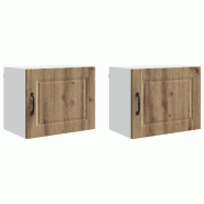 Helloshop26 - Lot de 2 armoires murales de cuisine rangement pratique moderne 50 x 31 x 40 cm en bois d'ingénierie chêne artisanal 02_0054260 - Bois