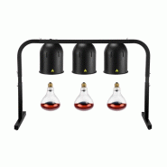 Lampe chauffante infrarouge de buffet sur pied réglable en hauteur 3 ampoules rouges) Noire PREMIUM - GOLDINOX - noir aluminium 3701770846290