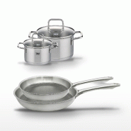 Lot de 2 Poêles 24/28cm & 2 Faitouts 12/16cm Elo Relief Passion - gris Acier inoxydable 18/10 3176239953626