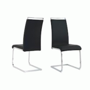 Möbilia Chaises cantilever, lot de 2 | Similicuir | Structure cantilever | L 42 x P 58 x H 101 cm | noir – argent - multicolore multi-matériau 210 Möbilia Chaises cantilever, lot de 2 | Similicuir | Structure cantilever | L 42 x P 58 x H 101 cm | noir – argent - multicolore multi-matériau 210