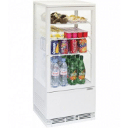 Mini vitrine réfrigérée positive 78l, à dégivrage automatique, pour chr, boulangeries, pâtisseries et chocolateries - cvr78 blanc/noir casselin