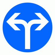 Panneau de direction obligatoire B21E - À droite ou à gauche - signalisation routière Panneau de direction obligatoire B21E - À droite ou à gauche - signalisation routière
